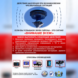 Порядке действий населения при получении сигнала «Внимание всем!»
